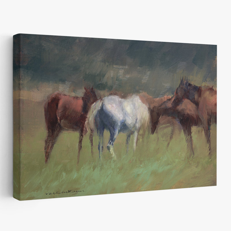 Chevaux du Sud - Paysages contemporains, art animalier, chevaux, H 24 po x l 36 po