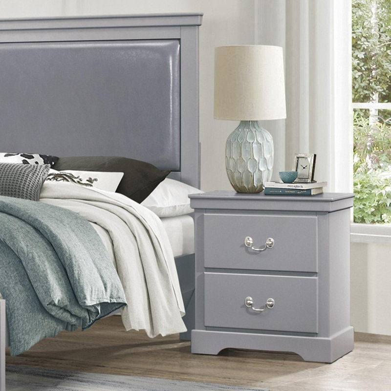 Table de chevet 2 tiroirs Jeffers, Gris