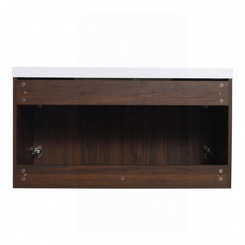 Modern Design Float Mounting Bathroom Vanity With Sink Soft Close Door,2 Doors, California Walnut