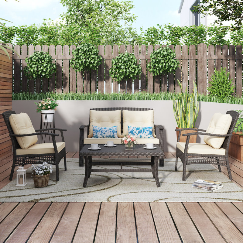 Chenai 4 - Person Patio Conversation Set with Cushions
