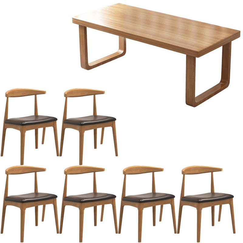 Ensemble de table de salle à manger en bois massif de style nordique, H 29,5 po x L 70,8 po x l 31,4 po