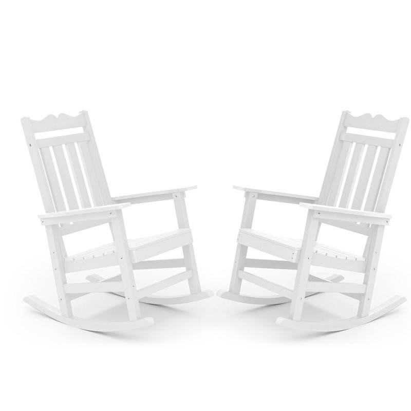 Chaise Adirondack berçante en plastique Anick, Blanc