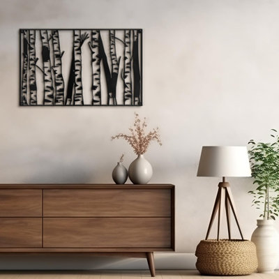 Silent Birch Forest Modern Abstract Wall Accent Sculpture Hanging Decoration Metal Wall Decor
