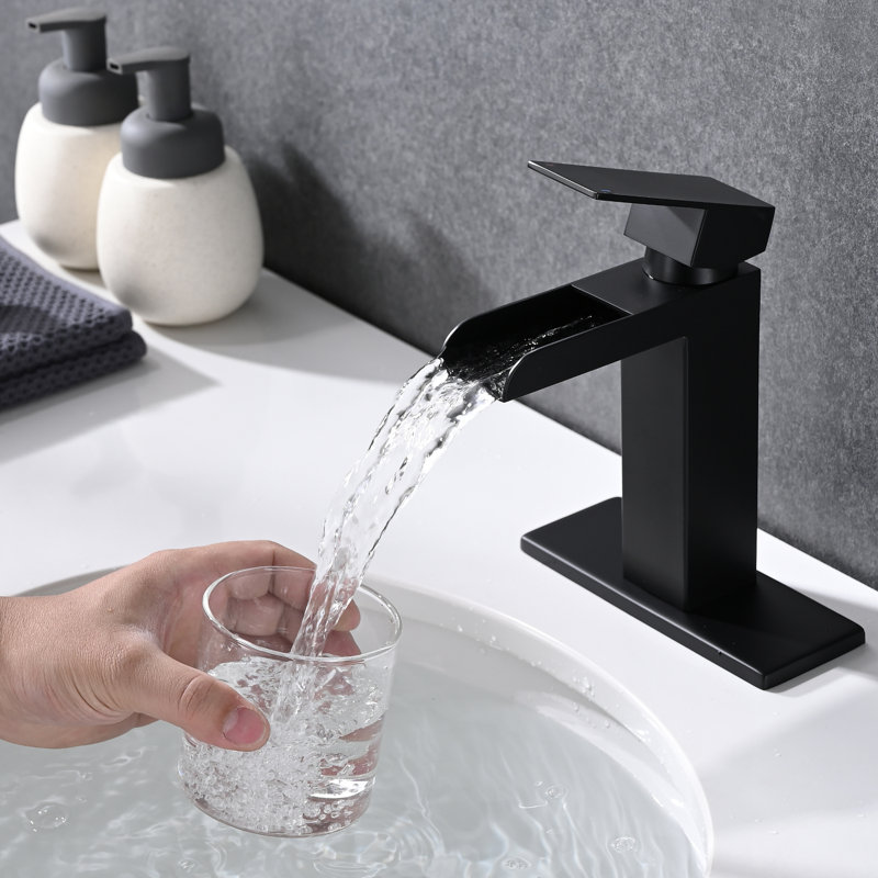 Single-Hole Single-handle Bathroom Faucet with Drain Assembly, Matte Black