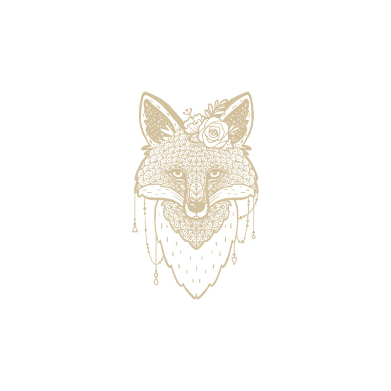 Décalcomanie murale animal fox, Beige