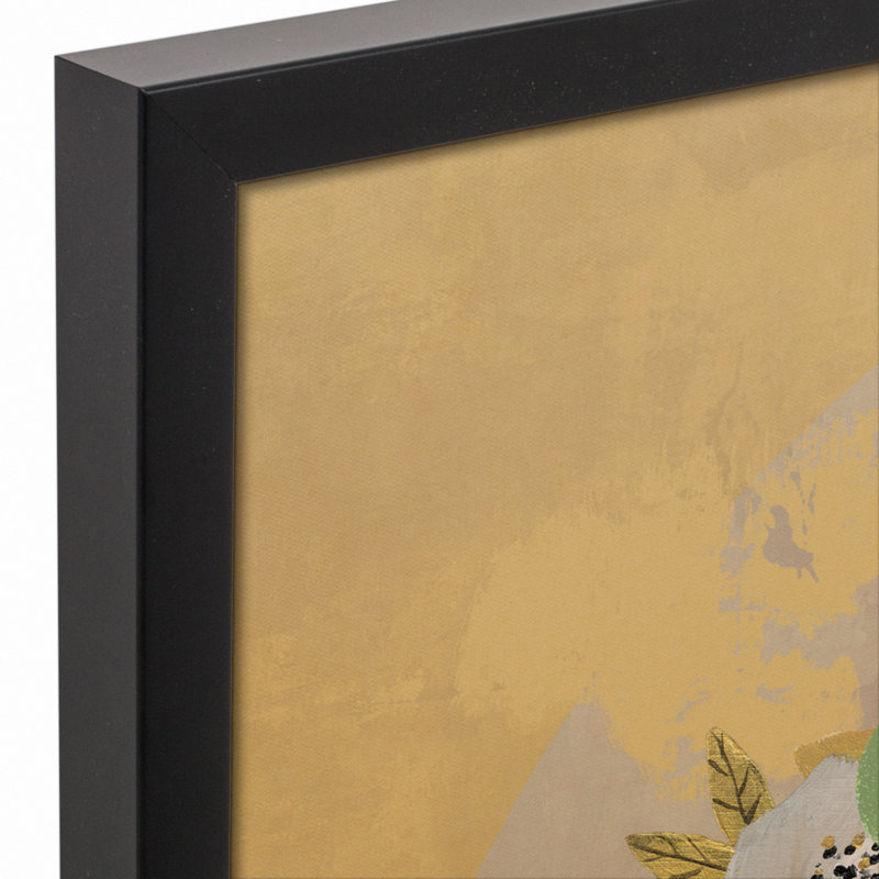 Flower Flower on Gold Circle - cadre flottant, peinture sur toile