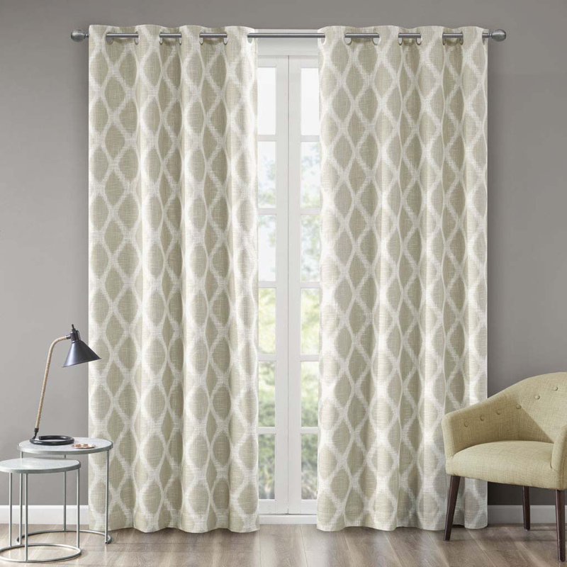Printed Ikat Blackout Patio Curtain(Only 1 Pc Panel), 50" W x 95" L, Taupe