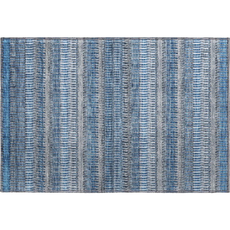 Tapis bleu Cerrito AMF589 lavable à la machine de qualité supérieure, Rectangle 1 pi 8 po x 2 pi 6 po