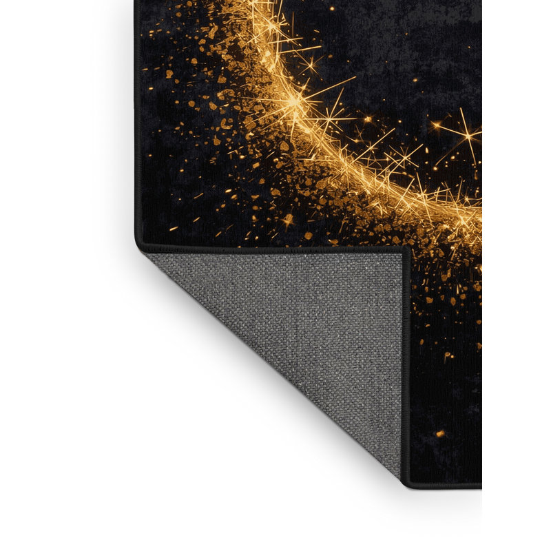 Soft Plush Etamin New Years Modern & Contemporary Abstract Area Rug in Purple – Black Binding, 2x5