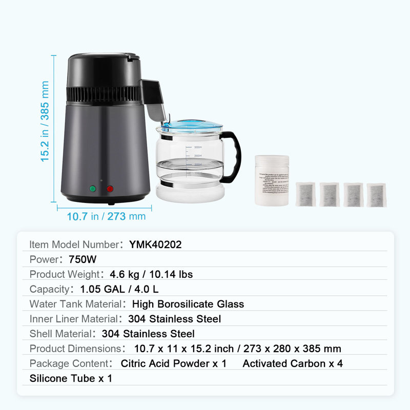 Intérieur du comptoir de la machine de purificateur d'eau 4V VEVOR, Gris