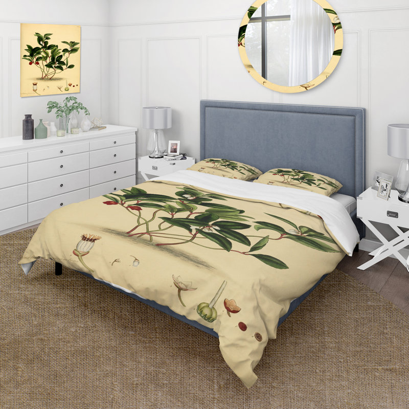 Ensemble de housse de couette traditionnel Vintage Plant Life III - microfibre de polyester