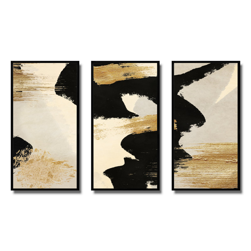 Glam Collage II - 3 Piece Floater Frame Print on Canvas, 32" H x 48" W x 1" D, Black Framed