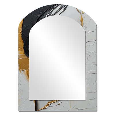 Black And Gold Fashion Woman Glamazon III - Fashion Woman Arch Large Mirror, Glam Asymmetrical Decorative Wall Mirror, Printed Metal Art