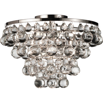 Elegant Srkashlteni Collection Flushmount | Glamorous Clear Glass Drops | Medium E26 Socket | 12 Height | UL Listed For Indoor Use