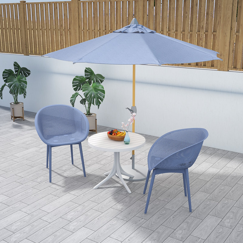 All-Weather PP Plastic Lounge Chairs 2-Pack - Lightweight Modern Design for Patio, Beach, Indoor & Outdoor Use(Without table)