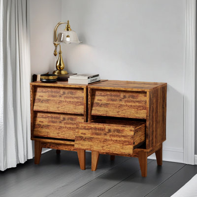 2 Set Nightstands Features Vintage-Style And Bevel Design, Made Of MDF, Mid Century Modern Nightstand, Night Stand For Bedroom by Winston Porter