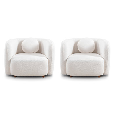 Fauteuil d'appoint 2 pièces, design minimaliste pour le salon, rembourré Boucle, 1 place, siège ergonomique, fauteuil blanc et couleur pure, ornement simple recouvert de tissu, expérience confortable,