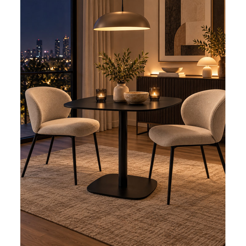 Pangea Home Panna Lucillie Dining Table - All-Metal Black Dining Table – Modern 4-Person Dining Table for Kitchen or Dining Room- Black Dining Table