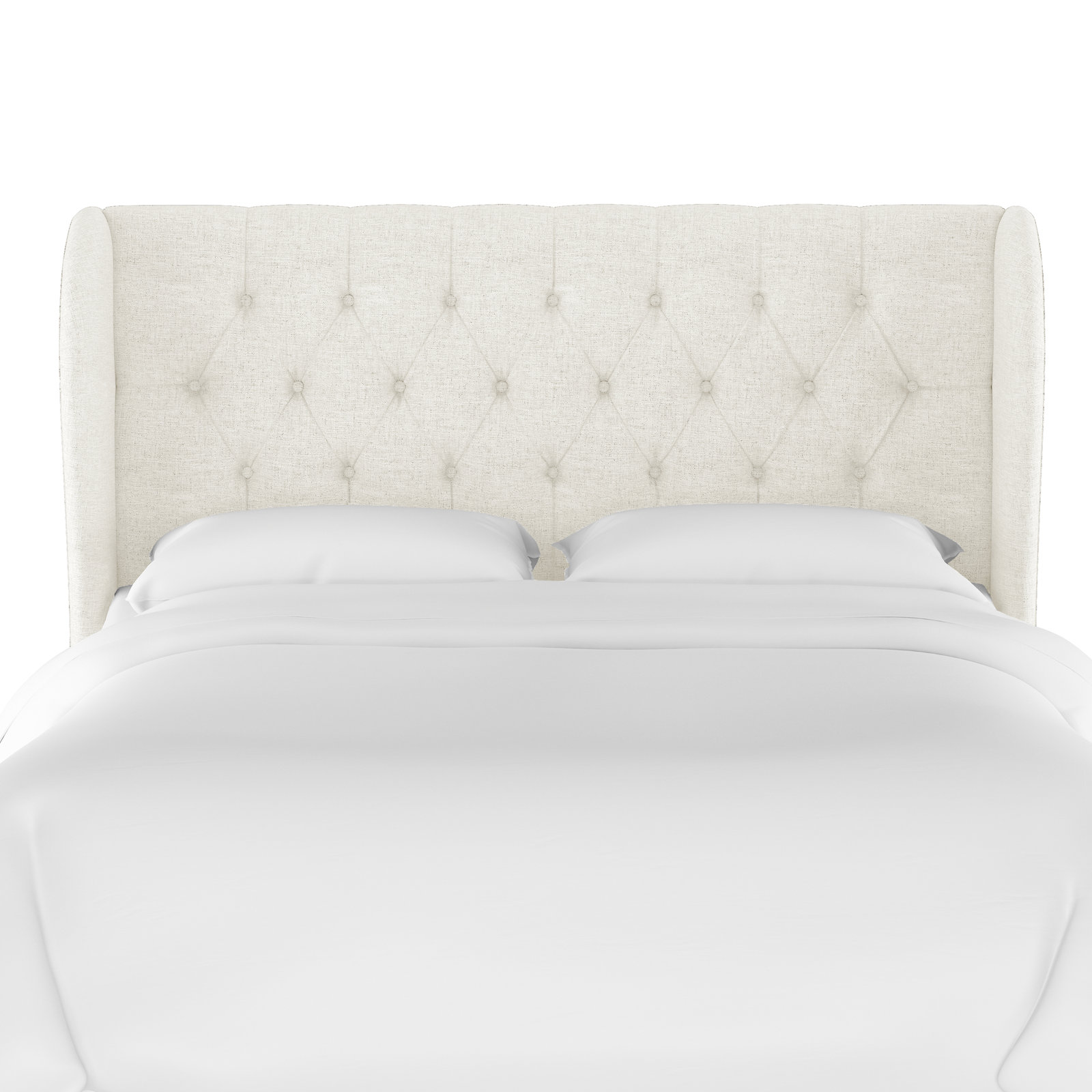 Tomey Pine Headboard, Queen, Zuma White Textured Linen