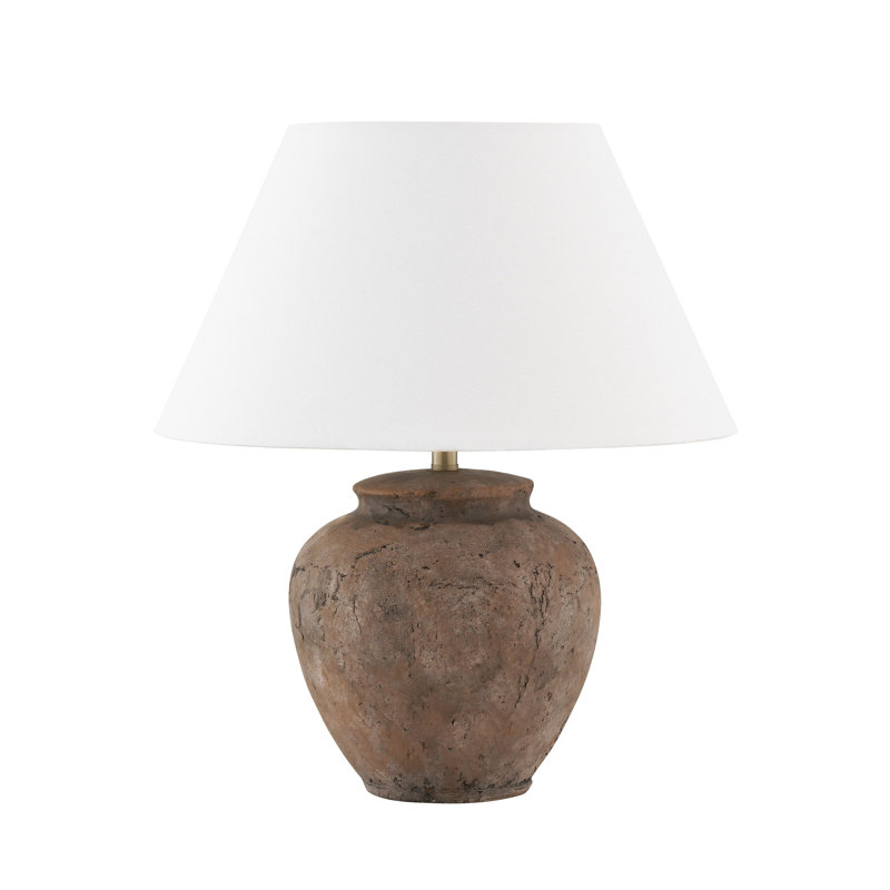 Lampe de table 16 "avec abat-jour en tissu Willhite, brun