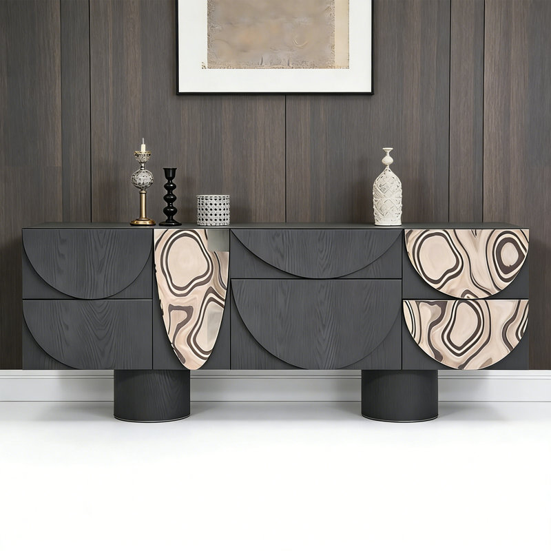 Buffet moderne en bois, H 33,46 po x l 59,06 po x P 15,75 po
