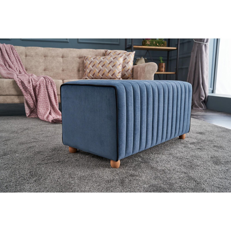 Repose-pieds rembourré rectangulaire Tekas Laylanii, Bleu
