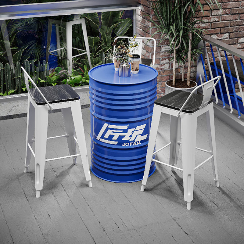 Karyss 3 - Person Pedestal Dining Set, Light Blue/Black