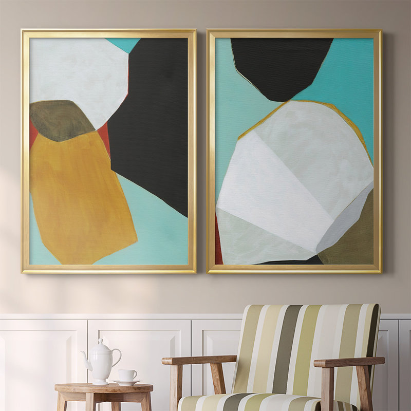 Graphica I, toile encadrée de qualité supérieure - prête à être accrochée, H 53 po x l 36,5 po, Doré