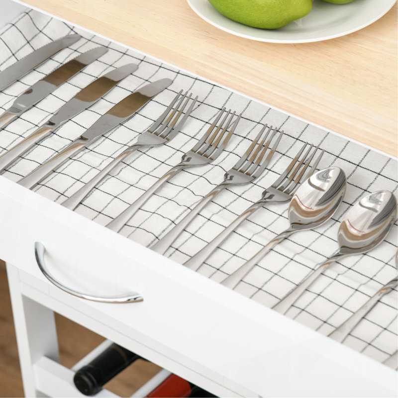 Îlot de cuisine sur roulettes avec porte-bouteilles