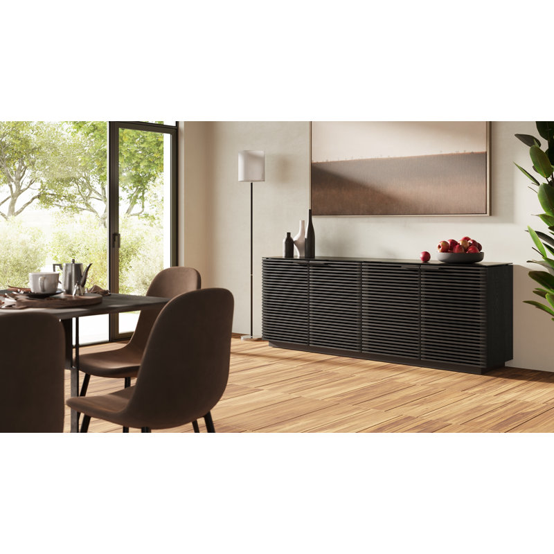 Corridor 79.25 in. W Solid Wood Sideboard, Charcoal/Stained Ash