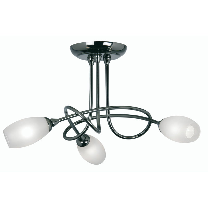 Beldon Frosted Glass Full Track Lighting Kit, Mirror Black