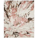 Benally Wool Abstract Area Rug in Pink