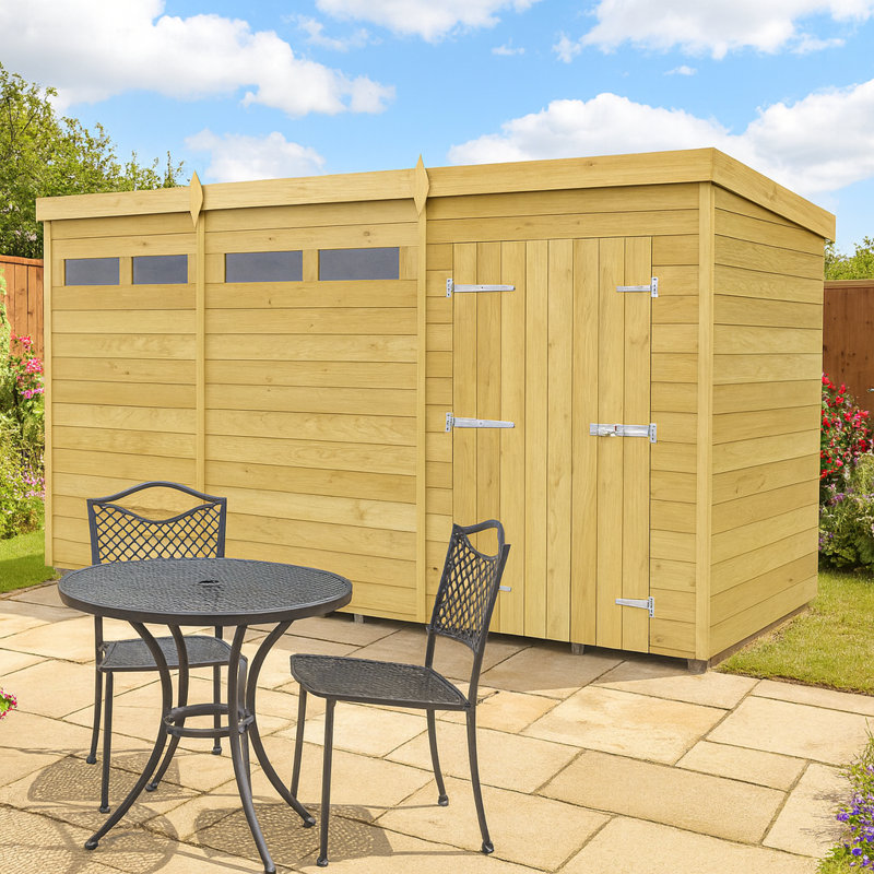 12ft x 4ft Pent Security Shed - Single Door