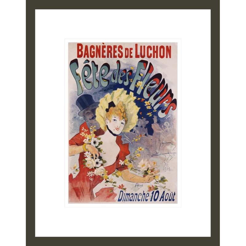 «Bagneres de Luchon Fete des Fleurs» par Jules Chéret, impression giclée encadrée, H 16,75 po x l 13,2 po
