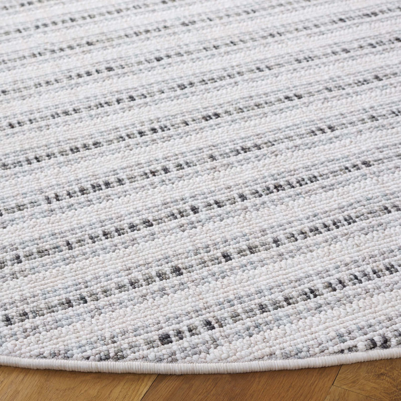 Msr1914 Martha Stewart Serenity Performance Striped Rug, Round 6'7"
