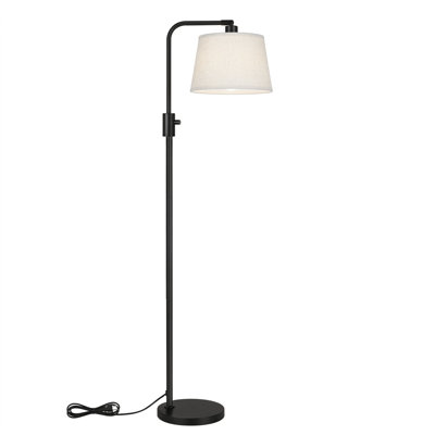 Dimmable Arc Floor Lamp with Linen Shade & LED Edison Bulb