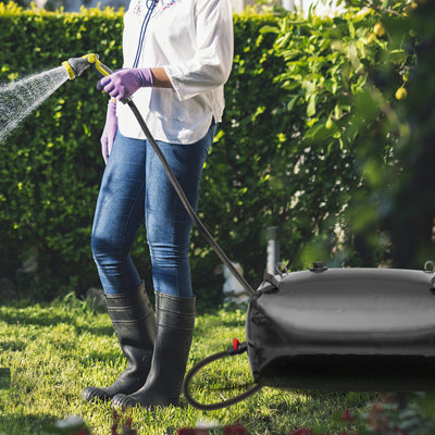 Portable Water Storage Bladder 63.4 Gal PVC Collapsible Water Tank Black