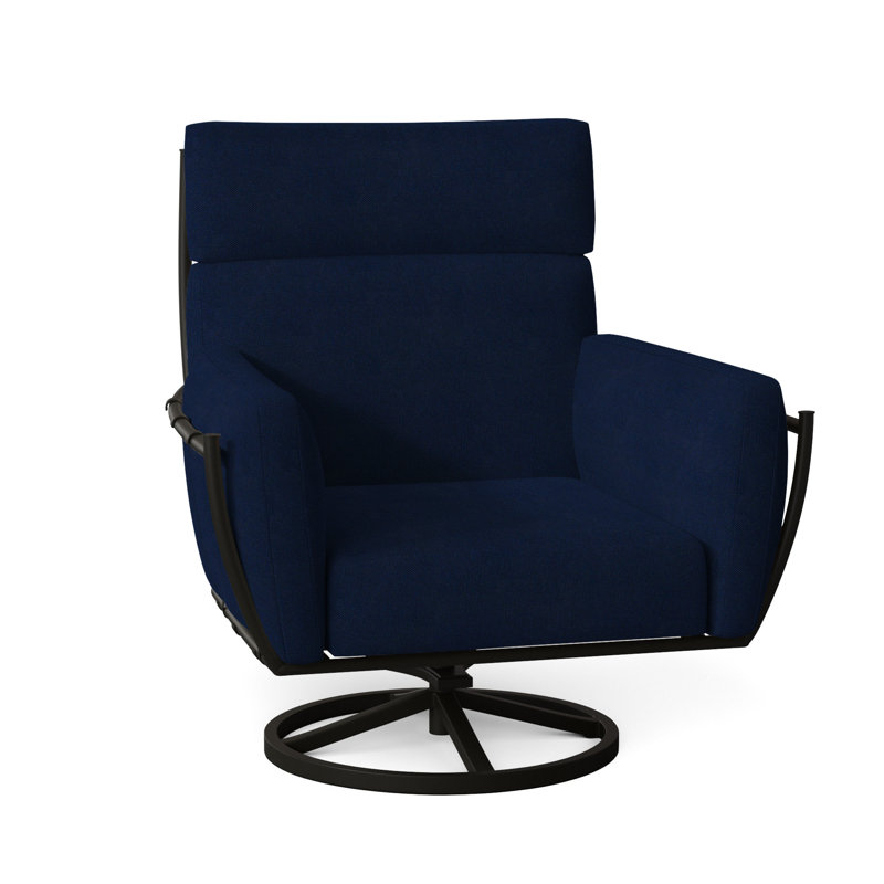 Chaise berçante pivotante en aluminium Majorca, Velours indigo, Pas de soudure