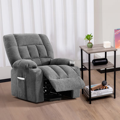 41" Oversized Power Lift Assist Chair With 3 Tier Wooden End Table, Perfect For Living Room, Bedroom