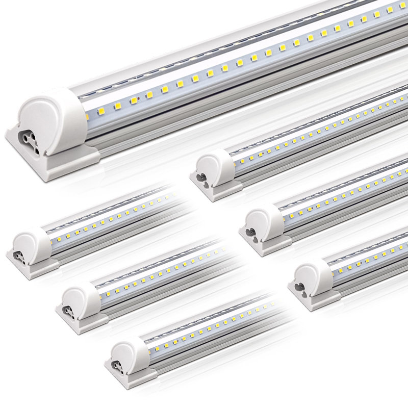 Éclairage de magasin Barrina à DEL, 5 pi, 50 W, 6 500 lm, 5 000 K, luminaire transparent en forme de V à couvercle en T8, lumières d'atelier pouvant être reliées pour garage, atelier, entrepôt, sous-sol, répertorié ETL, 6 paquets
