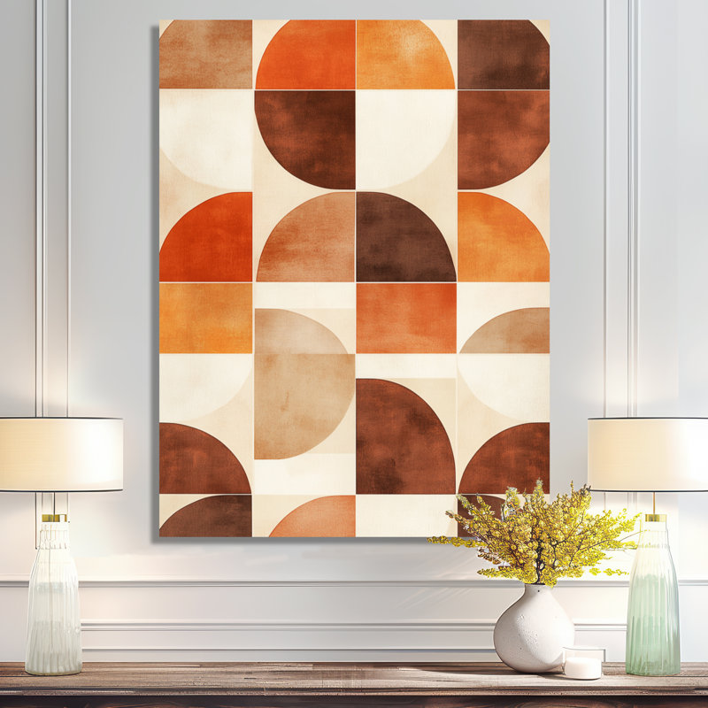 Croissant rythme en terre cuite - art mural abstrait Mid-Century en métal, impression éclectique moderne sur métal