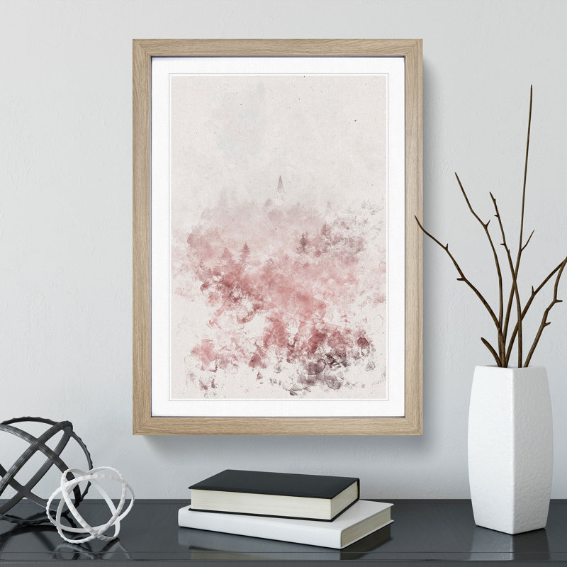 Church in an Italian Forest - Picture Frame Painting Print, 63cm H x 45cm W x 2cm D, Oak Framed