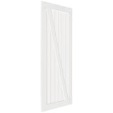 Paneled Wood Primed Z-Rail Barn Door Without Installation Hardware Kit