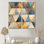 Mosaïque de triangles beiges et bleus - art mural moderne 2 pièces
