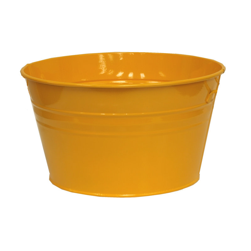 Enameled Galvanized Steel Planter, Yellow