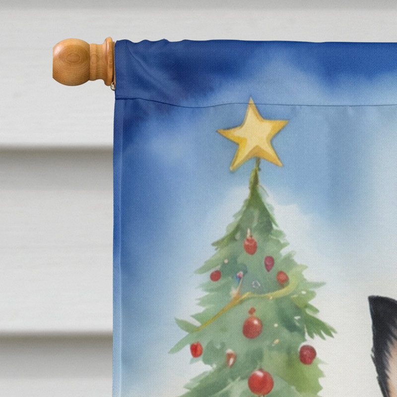 Drapeau de Noël maison de renne, Chihuahua noir et brun clair