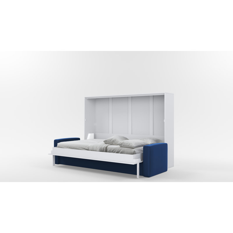 Neidelin Upholstered Bed, White/Navy