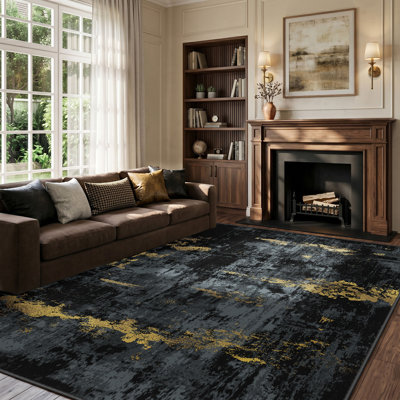 Modern Abstract Printed Area Rug Non-Slip Machine Washable Low Pile for Living Room Bedroom