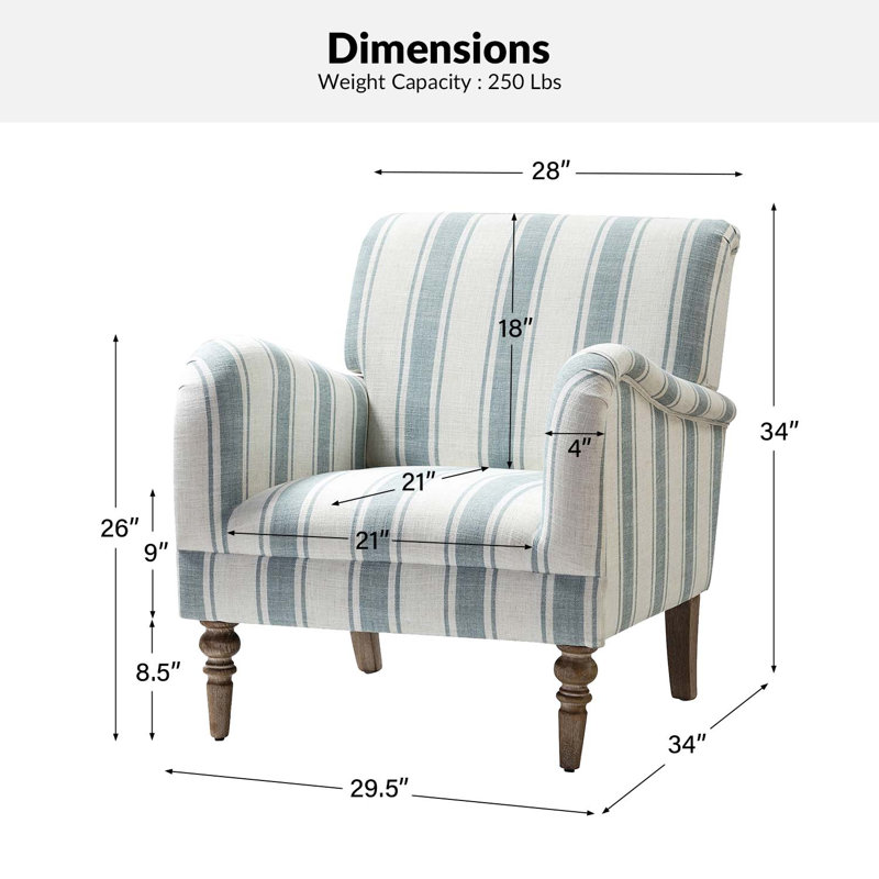 Fauteuil Ariana l 29,5 po Farmhouse, Polyester bleu