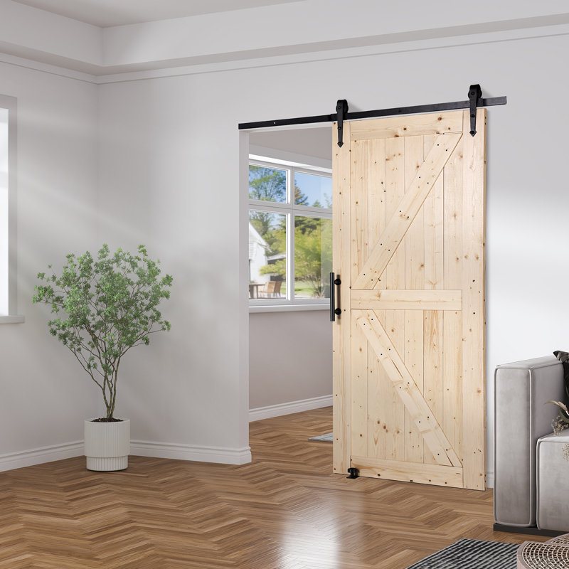 VEVOR 213.4 Cm H Barn Door with Hardware Kit Wood Sliding Barn Door Kit, 914mm x 2134mm